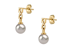 Par de pendientes de perlas Perla Akoya Japonesa de calidad AA de 6 a 7mm en color Blanco
