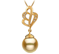 Colgante de perlas Mar del Sur de calidad AAA de 10 a 11mm en color Oro