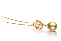 Colgante de perlas Mar del Sur de calidad AAA de 10 a 11mm en color Oro