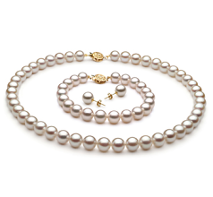 Conjunto de perlas Perla Akoya Japonesa de calidad AA de 8 a 9mm en color Blanco