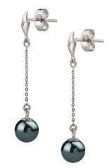 Par de pendientes de perlas Perla Akoya Japonesa de calidad AA de 6 a 7mm en color Negro