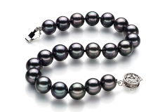 Pulsera de perlas Perla Akoya Japonesa de calidad AAA de 8 a 8.5mm en color Negro