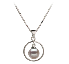 Colgante de perlas Perla Akoya Japonesa de calidad AA de 6 a 7mm en color Blanco