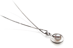 Colgante de perlas Perla Akoya Japonesa de calidad AA de 6 a 7mm en color Blanco
