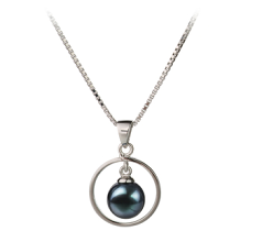 Colgante de perlas Perla Akoya Japonesa de calidad AA de 6 a 7mm en color Negro