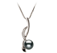 Colgante de perlas Perla Akoya Japonesa de calidad AA de 6 a 7mm en color Negro