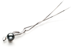Colgante de perlas Perla Akoya Japonesa de calidad AA de 6 a 7mm en color Negro