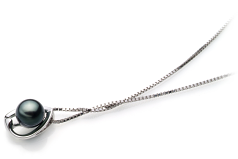 Colgante de perlas Perla Akoya Japonesa de calidad AA de 6 a 7mm en color Negro