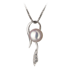 Colgante de perlas Perla Akoya Japonesa de calidad AA de 7 a 8mm en color Blanco