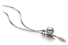 Colgante de perlas Perla Akoya Japonesa de calidad AA de 7 a 8mm en color Blanco