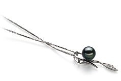 Colgante de perlas Perla Akoya Japonesa de calidad AA de 7 a 8mm en color Negro
