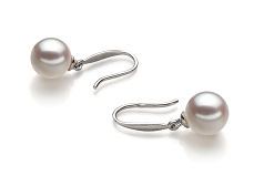 Par de pendientes de perlas Perla Akoya Japonesa de calidad AA de 7 a 8mm en color Blanco