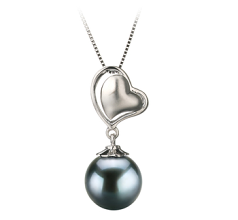 Colgante de perlas Perla Akoya Japonesa de calidad AA de 8 a 9mm en color Negro