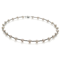 Collar de perlas Perla de Agua Dulce de calidad A de 6 a 7mm en color Blanco