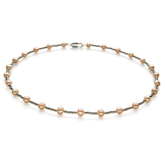 Collar de perlas Perla de Agua Dulce de calidad A de 6 a 7mm en color Rosa