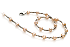 Collar de perlas Perla de Agua Dulce de calidad A de 6 a 7mm en color Rosa