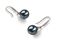 Par de pendientes de perlas Perla Akoya Japonesa de calidad AA de 7 a 8mm en color Negro