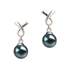 Par de pendientes de perlas Perla Akoya Japonesa de calidad AA de 6 a 7mm en color Negro