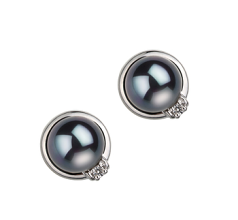 Par de pendientes de perlas Perla Akoya Japonesa de calidad AA de 6 a 7mm en color Negro