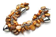 Pulsera de perlas Perla de Agua Dulce de calidad A de 6 a 7mm en color Champán