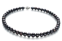 Conjunto de perlas Perla de Agua Dulce de calidad A de 8 a 9mm en color Negro