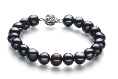 Conjunto de perlas Perla de Agua Dulce de calidad A de 8 a 9mm en color Negro
