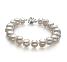 Pulsera de perlas Perla de Agua Dulce de calidad A de 8 a 9mm en color Blanco