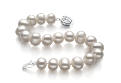 Pulsera de perlas Perla de Agua Dulce de calidad A de 8 a 9mm en color Blanco