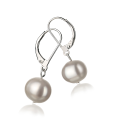 Par de pendientes de perlas Perla de Agua Dulce de calidad A de 8 a 9mm en color Blanco