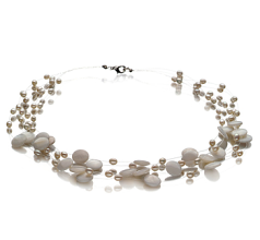 Collar de perlas Perla de Agua Dulce de calidad A de 4 a 10mm en color Blanco