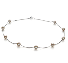 Collar de perlas Perla de Agua Dulce de calidad AA de 7 a 8mm en color Blanco