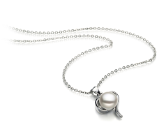 Colgante de perlas Perla de Agua Dulce de calidad AA de 9 a 10mm en color Blanco