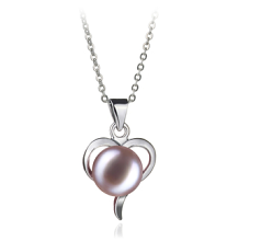Colgante de perlas Perla de Agua Dulce de calidad AA de 9 a 10mm en color Lavanda