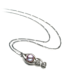 Colgante de perlas Perla de Agua Dulce de calidad AA de 7 a 8mm en color Lavanda