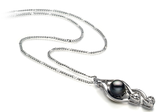 Colgante de perlas Perla de Agua Dulce de calidad AA de 7 a 8mm en color Negro