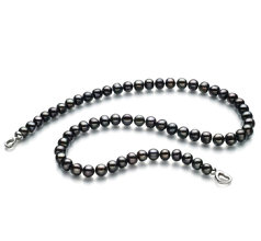 Collar de perlas Perla de Agua Dulce de calidad A de 8 a 9mm en color Negro