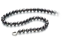 Collar de perlas Perla de Agua Dulce de calidad A de 8 a 9mm en color Negro