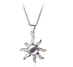 Colgante de perlas Perla de Agua Dulce de calidad AA de 7 a 8mm en color Lavanda