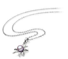 Colgante de perlas Perla de Agua Dulce de calidad AA de 7 a 8mm en color Lavanda