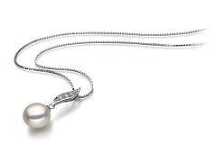 Colgante de perlas Perla de Agua Dulce de calidad AA de 9 a 10mm en color Blanco