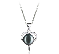 Colgante de perlas Perla de Agua Dulce de calidad AA de 9 a 10mm en color Negro