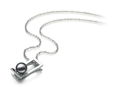 Colgante de perlas Perla de Agua Dulce de calidad AA de 7 a 8mm en color Negro