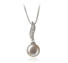 Colgante de perlas Perla de Agua Dulce de calidad AAA de 9 a 10mm en color Blanco