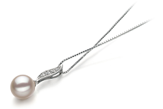 Colgante de perlas Perla de Agua Dulce de calidad AAA de 9 a 10mm en color Blanco
