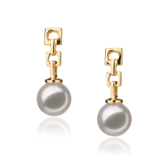 Par de pendientes de perlas Perla Akoya Japonesa de calidad Hanadama - AAAA de 6 a 7mm en color Blanco