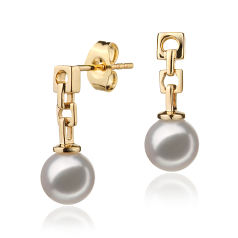 Par de pendientes de perlas Perla Akoya Japonesa de calidad Hanadama - AAAA de 6 a 7mm en color Blanco