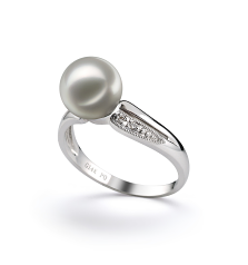 Anillo de perlas Perla Akoya Japonesa de calidad AAA de 7 a 8mm en color Blanco