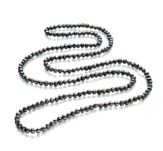 Collar de perlas Perla de Agua Dulce de calidad A de 6 a 7mm en color Negro