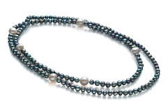 Collar de perlas Perla de Agua Dulce de calidad A de 6 a 11mm en color Negro