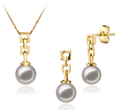 Conjunto de perlas Perla Akoya Japonesa de calidad AA de 6 a 7mm en color Blanco